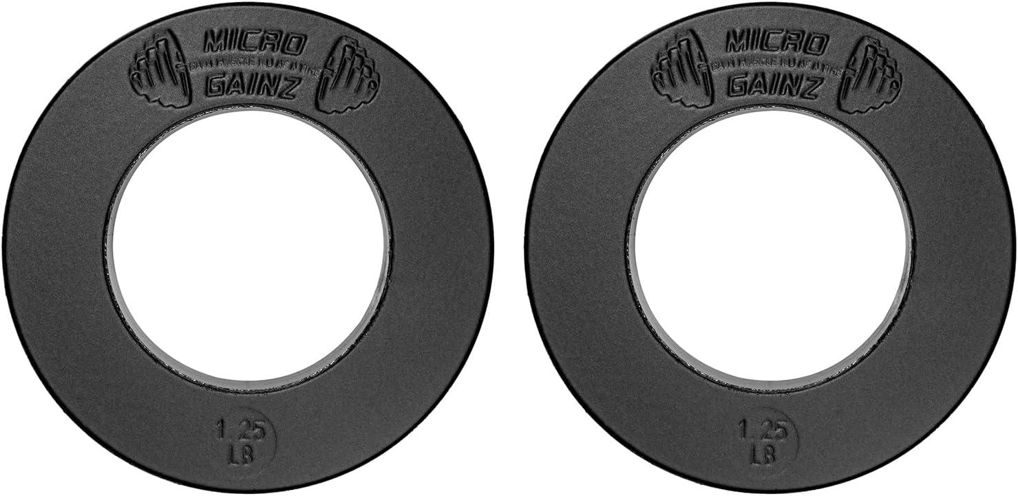 Micro Gainz Calibrated Fractional Weight Plate Set of 2 Plates, Choose Set (.25LB-1.25LB), Designed for Olympic Barbells for Strength Training & Micro Loading Bar Weights, Made in USA
