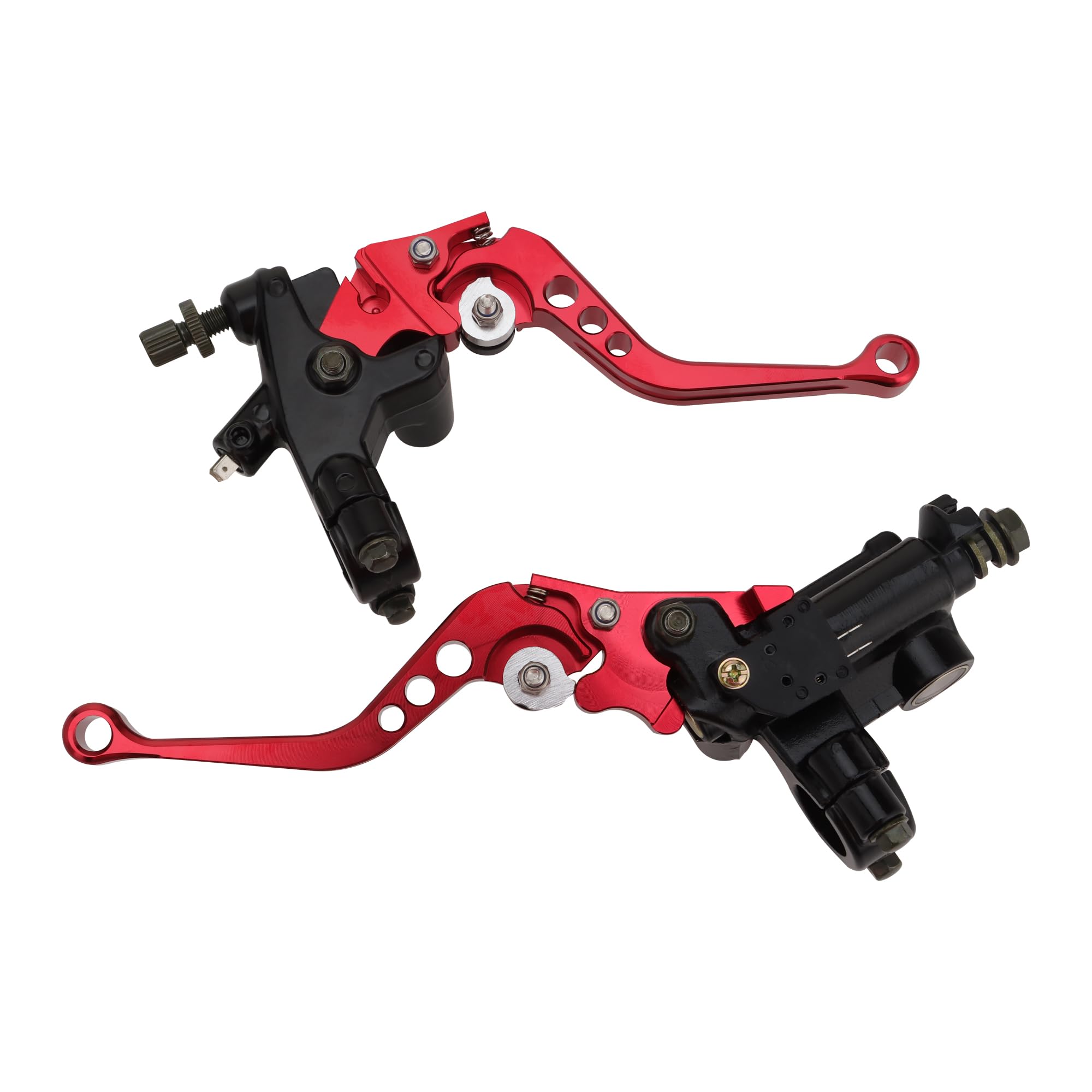 GOOFIT 22mm rouge universel frein embrayage levier guidon frein maître cylindre barre de poignée à main extrémités réservoir leviers de frein ensemble Remplacement pour Dirt Bike Scooters