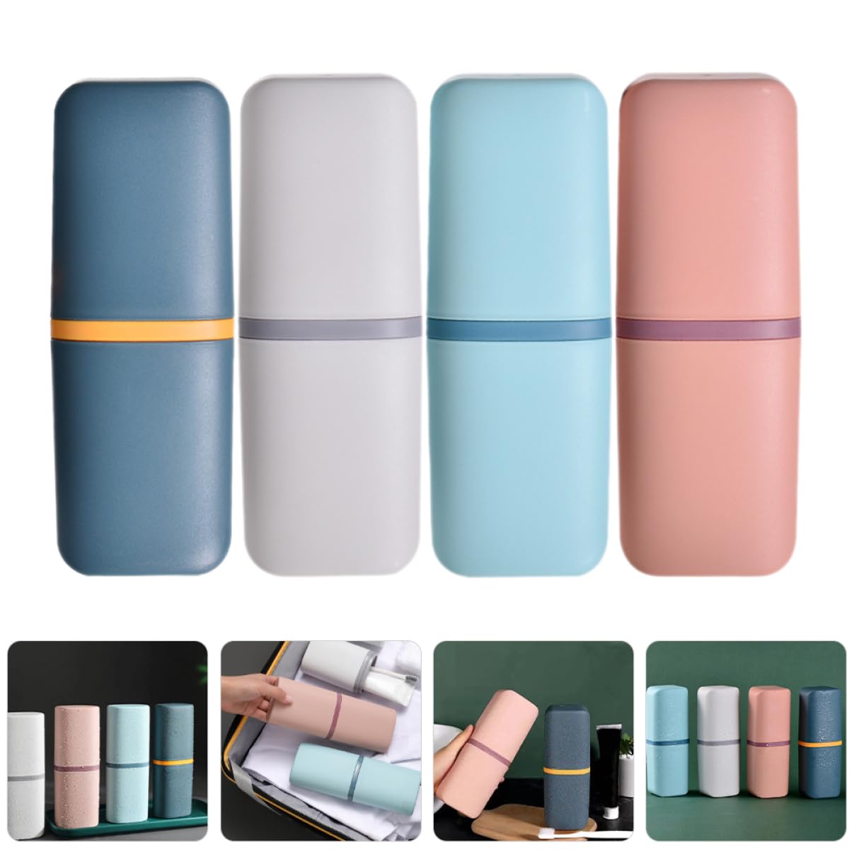 PRETYZOOM 4 Juegos Estuche De Viaje para Cepillos De Dispensador Accesorios De Viaje Soporte para Cepillos De Recipiente Portátil para Pasta De 4 Uds * 4