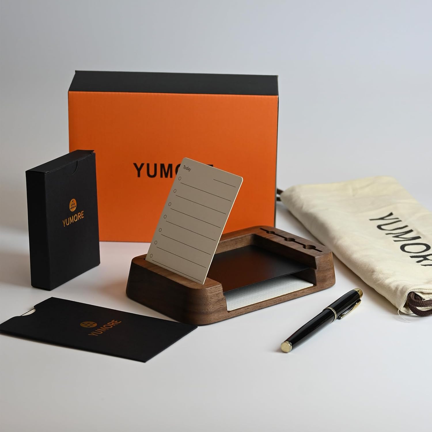 YUMORE TO DO List Planner Wood with Walnut Stand, Productivity Planner