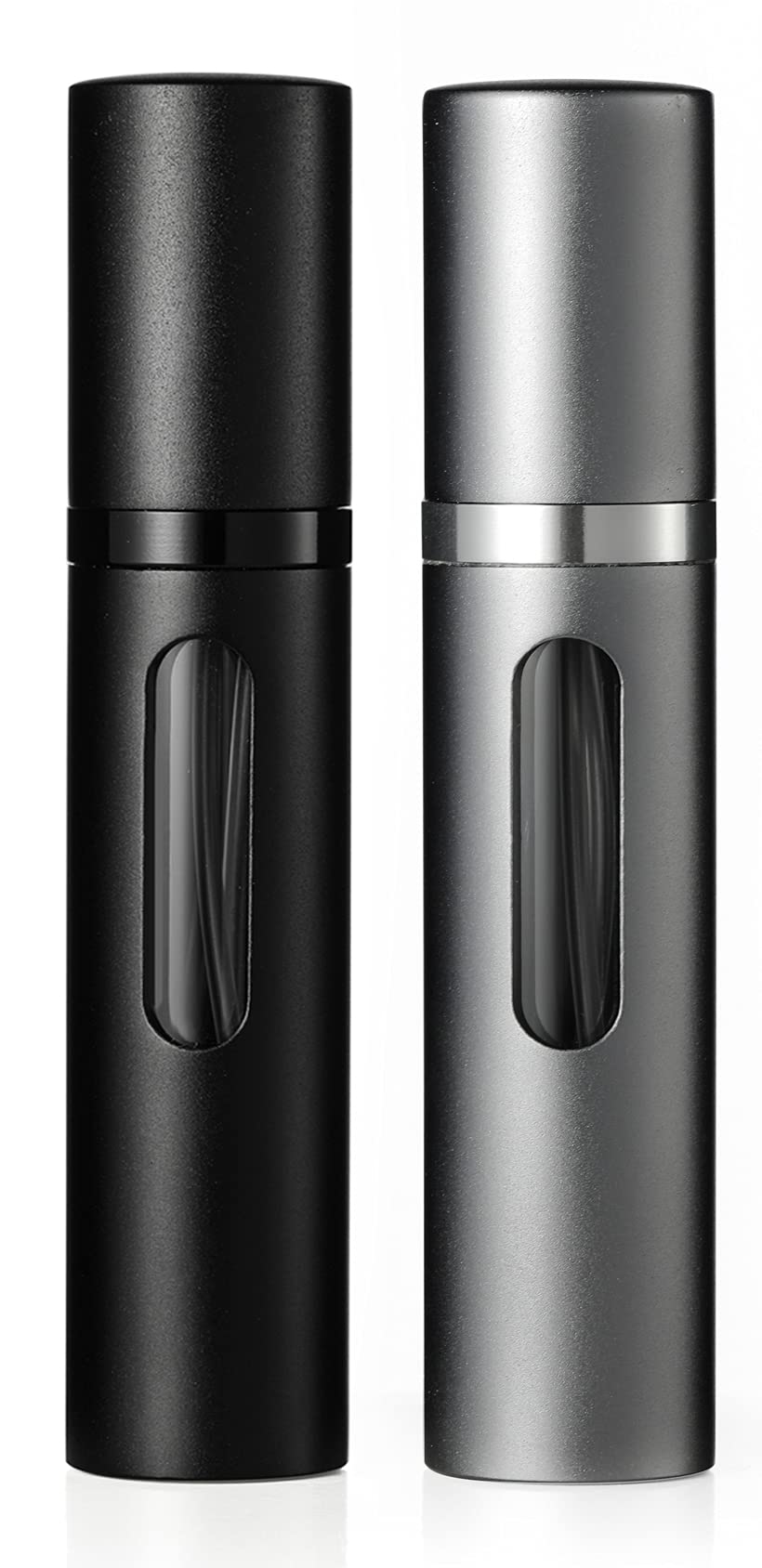 SixTmoonPerfume Atomizer Bottle, Portable Refillable Perfume Bottle Sprayer Leakproof, Travel Mini Size Cologne Sprayer for Men Women, 8ml (Black & Grey)