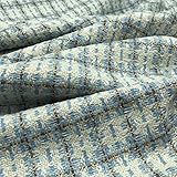 Gewicht: 275 g/m². Tweed Jackie Stoff mit goldenen Fäden – 100 % Polyester – Mode, Kleidung und Nähen, 250 cm Länge x 148 cm Breite  Blau Weiß – Gold – 2,50 m