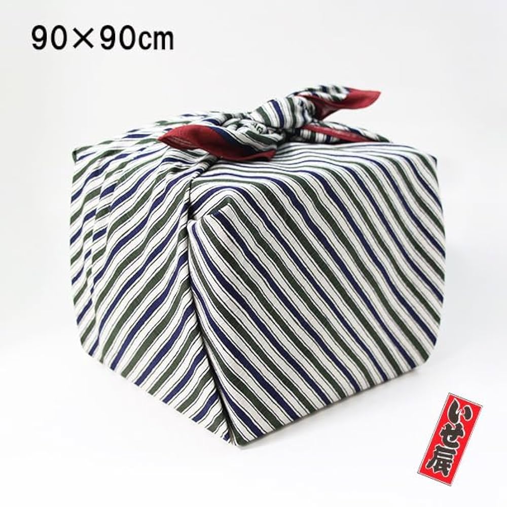 Amazon.co.jp: 風呂敷 重箱 縞 グリーン いせ辰 90cm 綿100