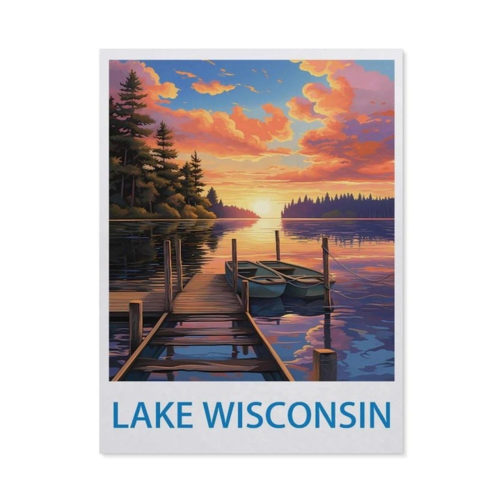 BEAYODKP 5D Diamond Painting，Lake Wisconsin，Diamond Embroidery Cross Stitch（50 x 60 cm/19.68 x 23.62 inches）-CO85