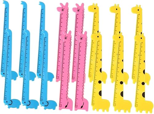 Miniatura 3 de STOBOK 60 reglas de jirafa con forma de jirafa, reglas marcapáginas, reglas estacionarias para estudiantes, regla estacionaria con centímetros,