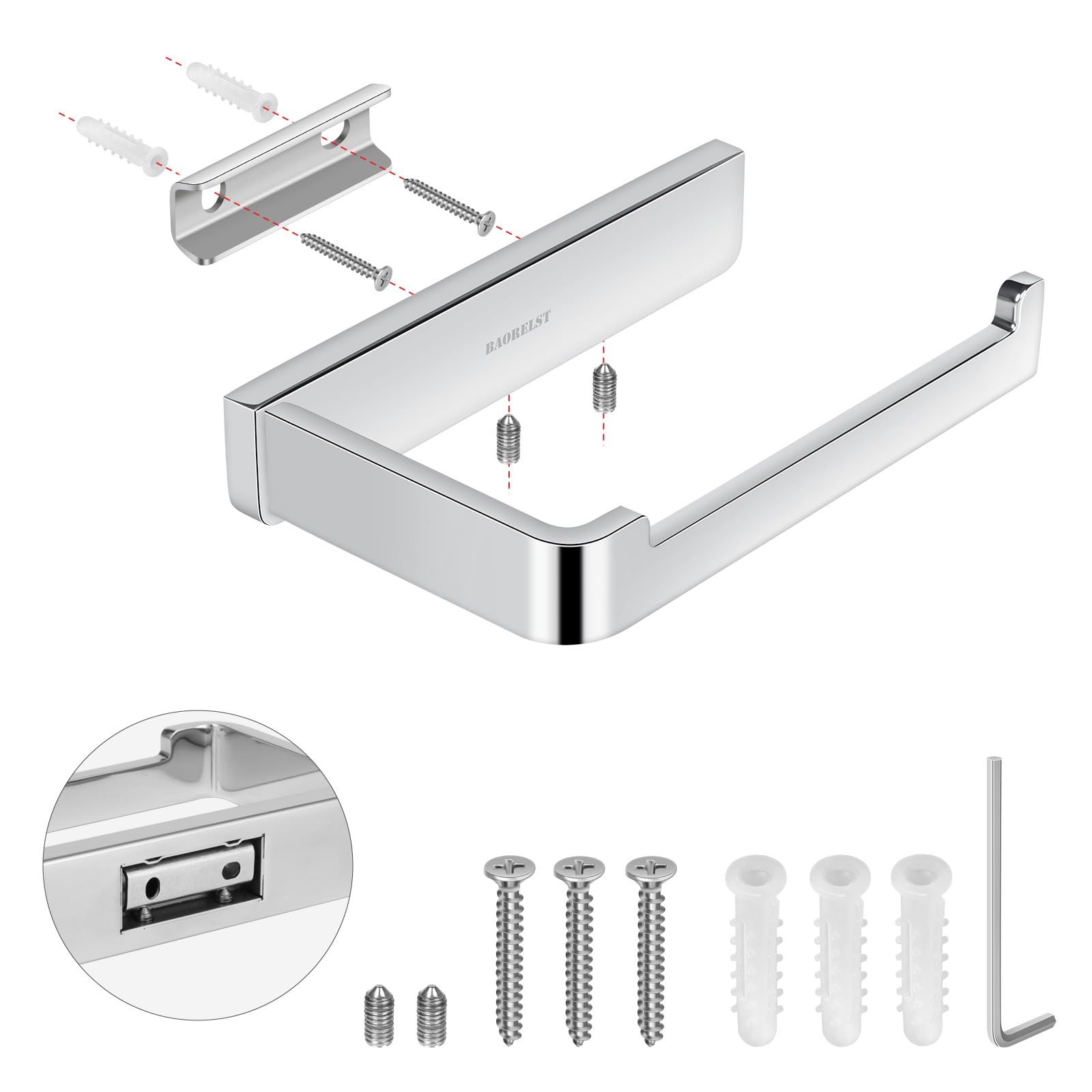 BAORELST Toilettenpapierhalter Edelstahl Chrom - Moderner Wandhalter Für Bad, Büro & Hotel