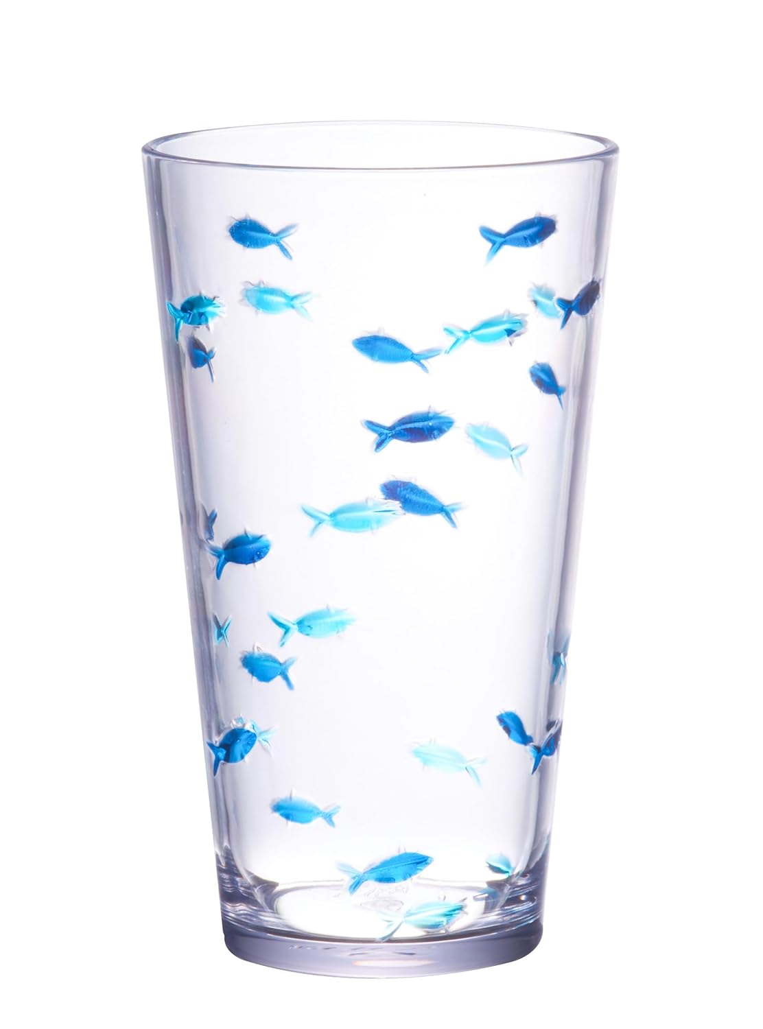 KLIFA- CHARLESTON- 19 oz Set of 6 Acrylic Fishing Highball School of Fish Drinking Glasses BPA-Free Stackable Plastic
