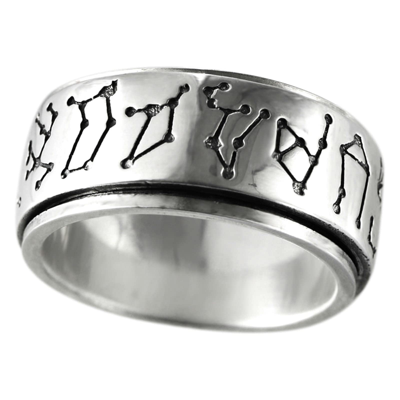 Bagues pour Homme, Bague Alliance Homme Argent Anneau de Transit Étoilé Bijoux Simple pour Homme