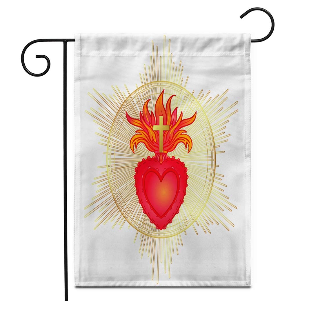 HOMETITUTE Be Kind Gartenflagge 71,1x101,6 Cm – Doppelseitig Mit Herz-Blumen-Design & Positivem Spruch