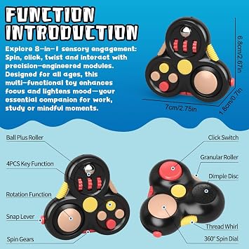 5PCS Fidget Toys Bluk, Fidget Slider Ring Figette Cube Pad Finger Bike Chain Keyboard for Stocking Stuffers Stress Anxiety for Adult