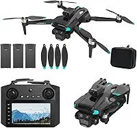 Drone para adultos, tela de 4,5 polegadas, controle remoto 5G com câmera, câmera HD 6K FPV vídeo ao vivo, gesto de altitude, selfie, uma tecla de decolagem, aterrissagem 3D flips, waypoint fly drone