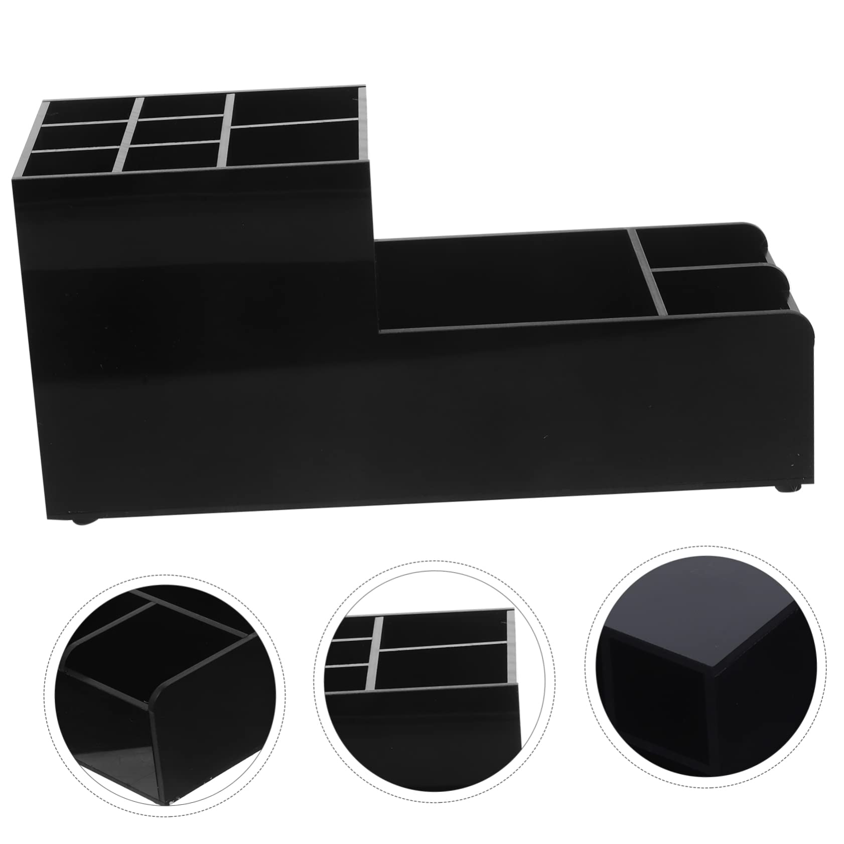 Dispensador de Servilletas de Bar con 11 Compartimentos Acrílico Negro | Diseño Dividido para Escritorio, para Estación de Café de Oficina y Organización de Mesa, 1 Pieza