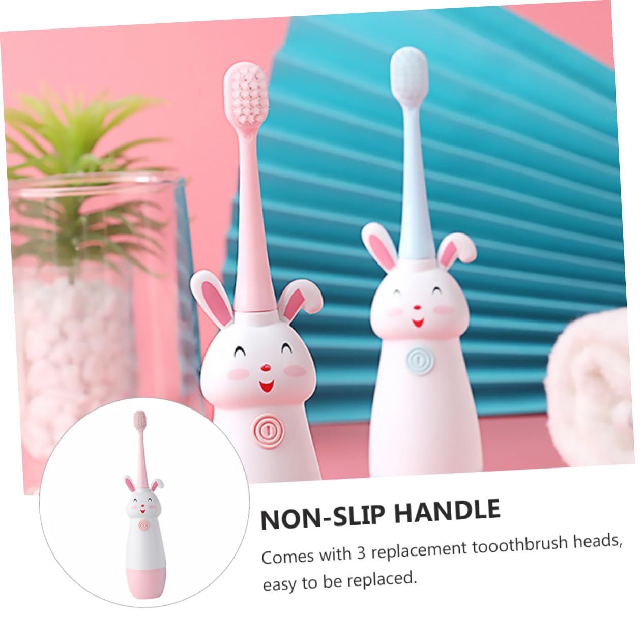 Didiseaon 3sets Spazzolino Per Animato Design Setole Morbide Testine Sostituibili Antiscivolo Per e Rimozione Rosa