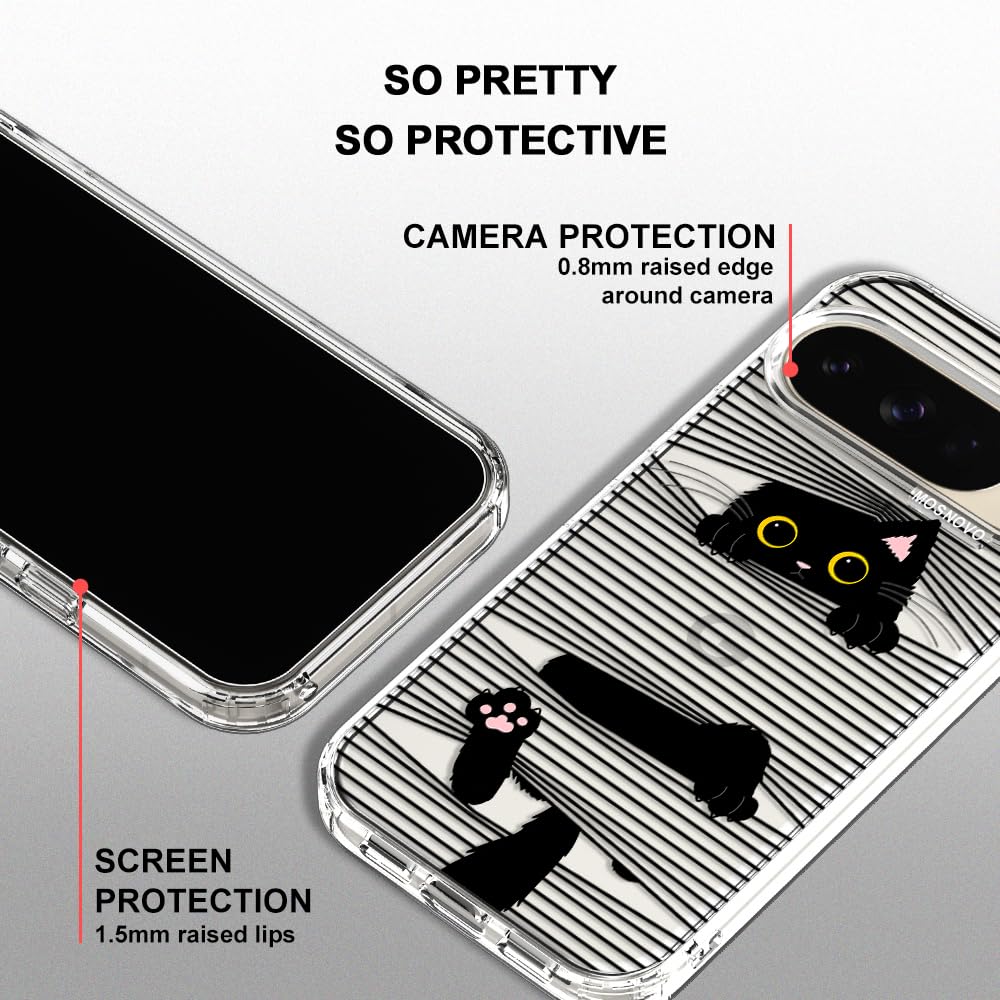 MOSNOVO Case for Google Pixel 10 & Pixel 10 Pro, [Buffertech 6.6ft Military-Grade Drop Protection] [Anti Peel Off Tech] Clear TPU Bumper Phone Case Cover Design - Cute Cherry — view 596
