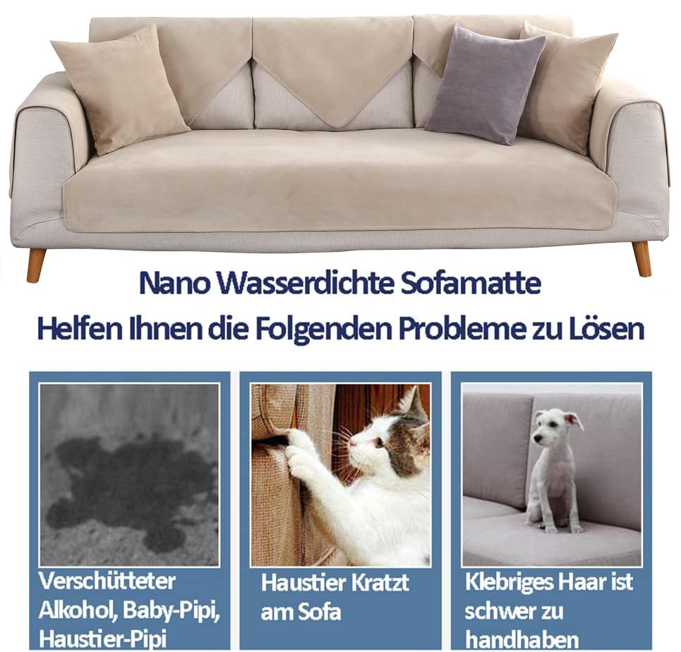 Housse canapé imperméable 3 places protection canapé chat chien et clic clac - 4