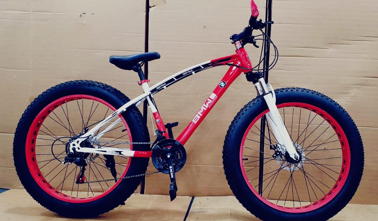 Sunspeed SleekFat 26 Inch Fat Tyre Gear Cycle for Men & Women | 21-Speed Shimano Gear Bicycle with Dual Disc Brakes, Front Suspension, Carbon Steel Frame, Spoke Rims, MTB for Adults | Red-image-49