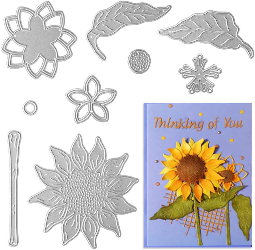 Troqueles de corte de girasol de metal A + una flor estereoscópica 3D troquelada plantillas en relieve molde para tarjetas DIY álbum de recortes,