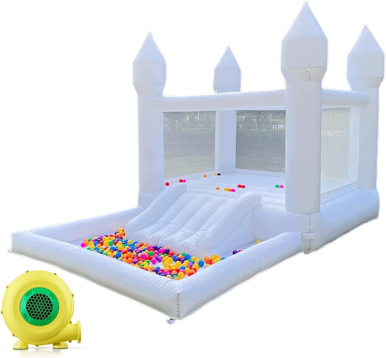 White Bounce House for Kids - 13x8x8FT Oxford White Bouncy House with Slide & Ball Pit, Perfect for Parties & Events,Safe and Fun for All Ages