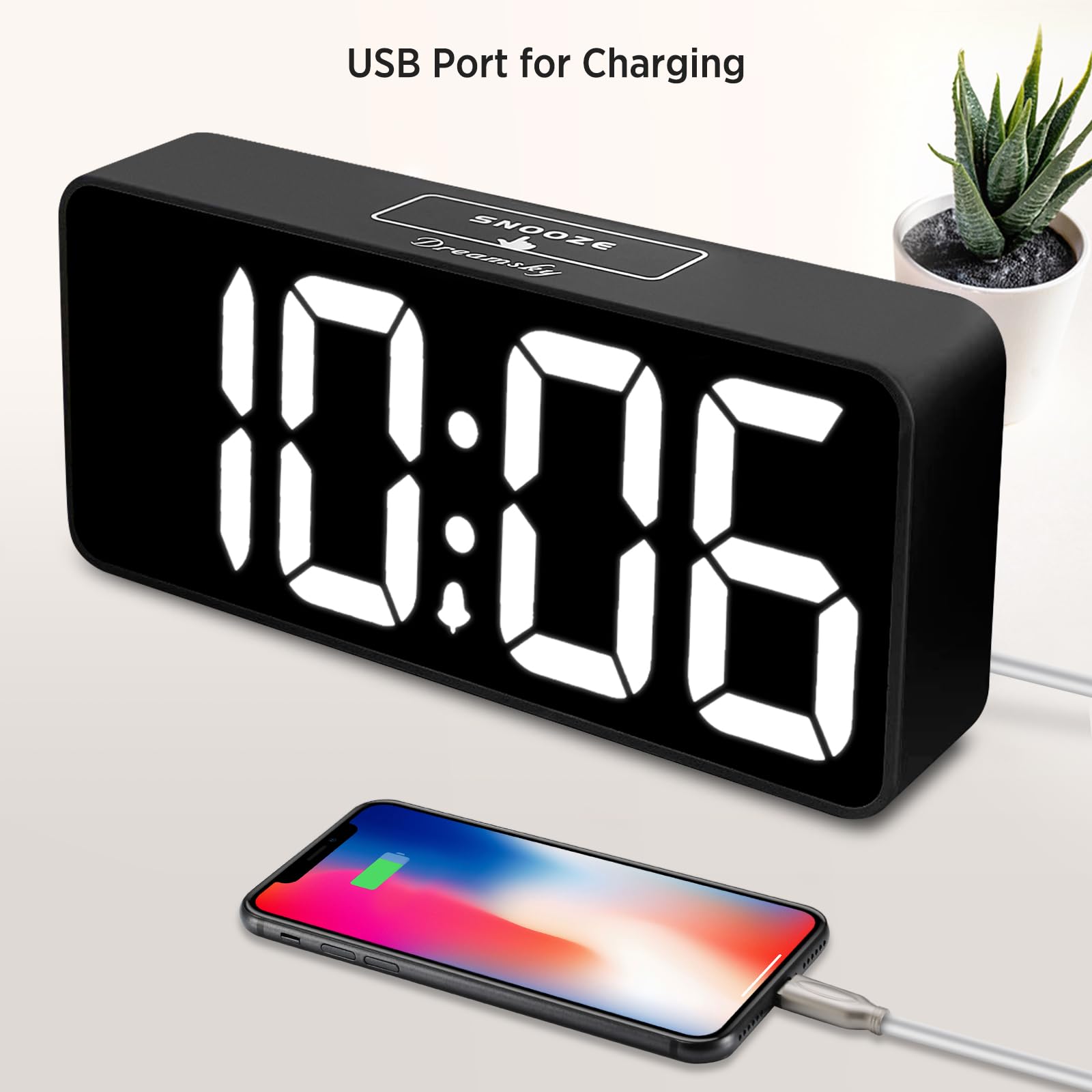 DreamSky Reloj despertador digital grande con números grandes para personas mayores y discapacitadas visuales, pantalla jumbo de 22,9 cm (9 pulgadas), con brillo