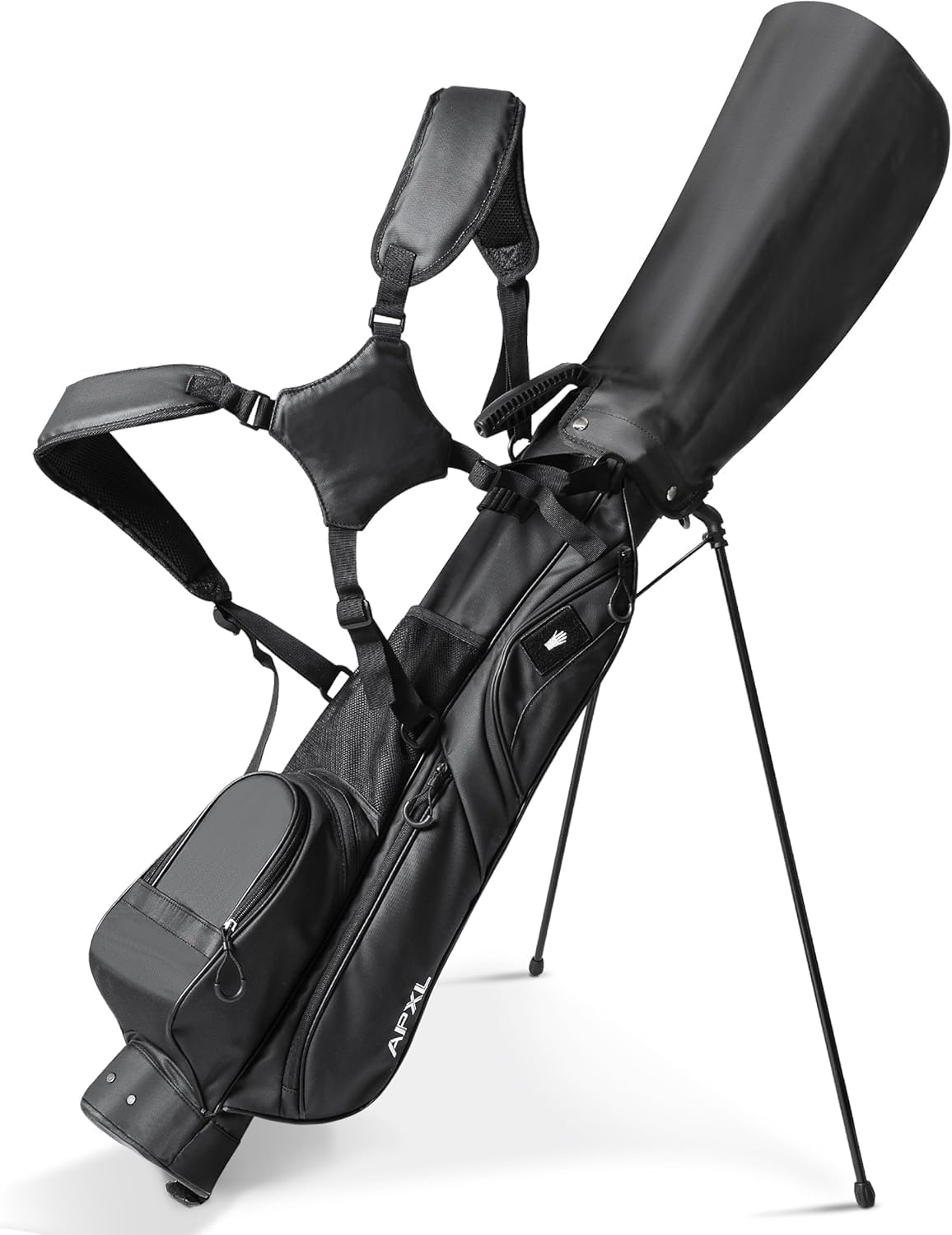 Small Golf Bag, 3 Divider Fit Up to 8 Clubs, Lightweight Golf Stand Bag with Rain Cover, Easy to Carry and Durable Pitch n Putt Golf Bag, Golf Bag with Strap and Stand for Men & Women, 6 Pockets
