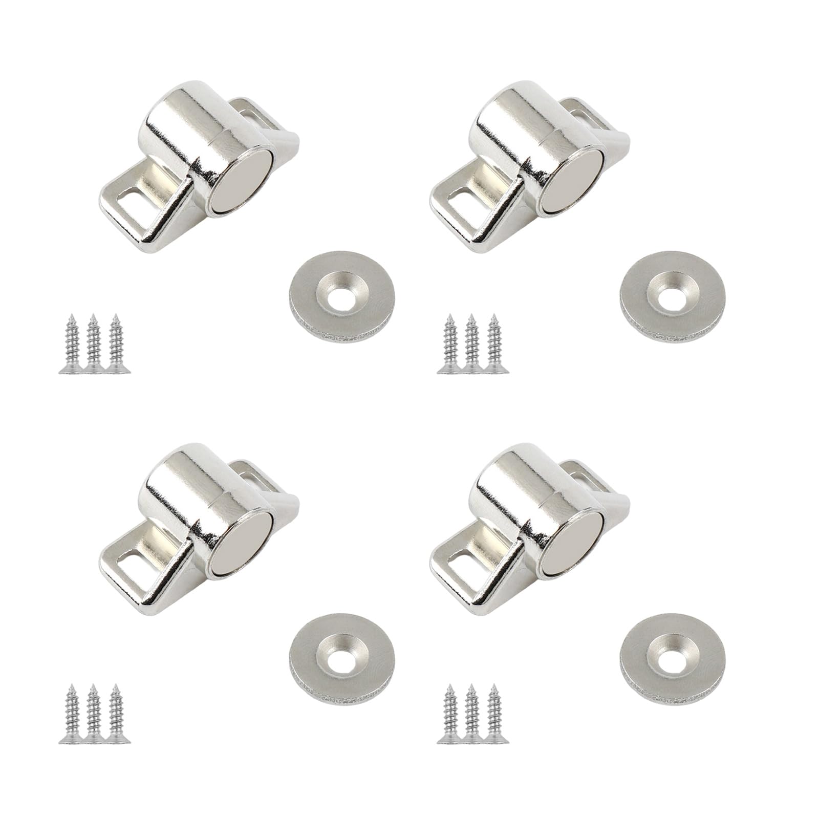 Hzbb White Lat 4Pcs Zinc Alloy Catches, Noiseless Cabinet Door Stopper, Cupboard Closing Hardware For Home Use Bathroom Kitchen Cabinet Door Stopper