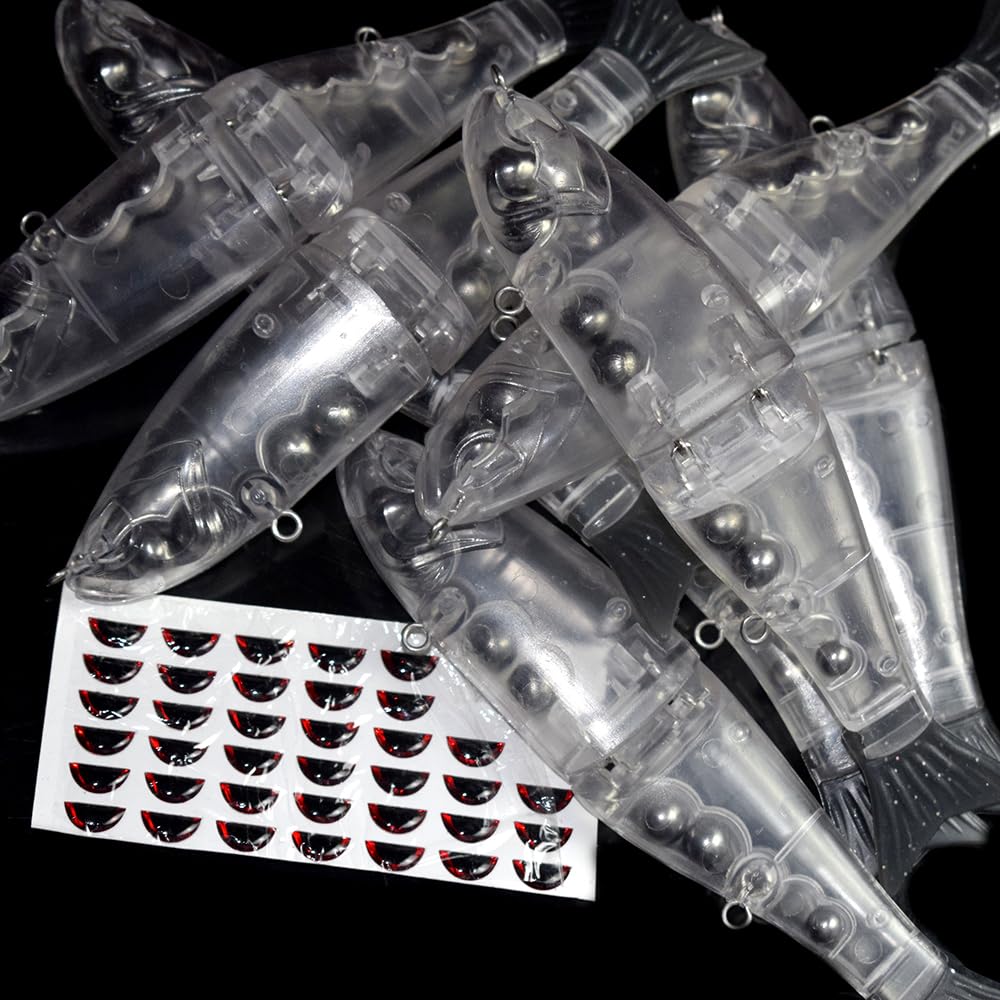 HUFFA Lot de 5 leurres de pêche artificiels Non Peints Glide Shad Bait 18 cm 60 g avec Queue Souple et Yeux 3D