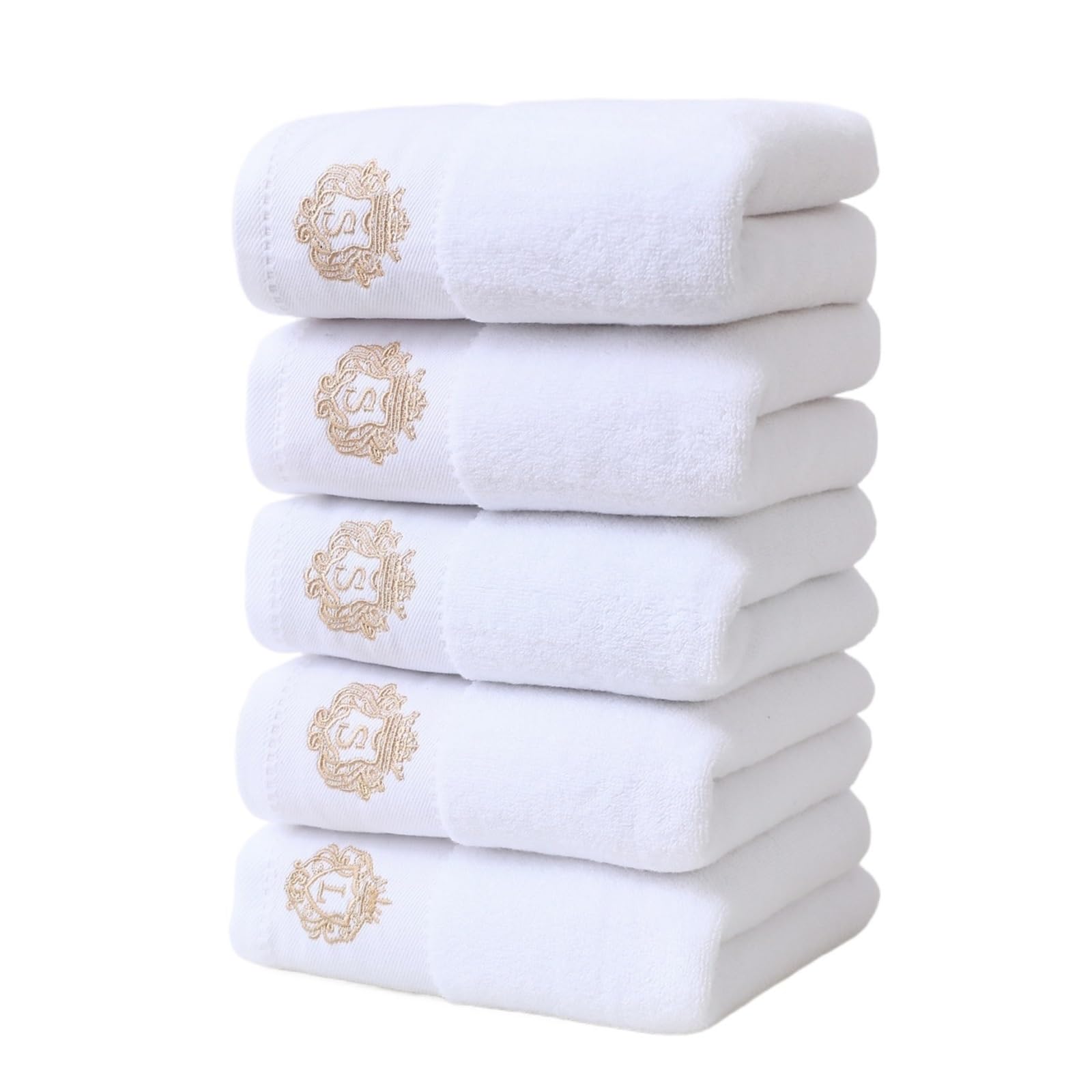 EJFCQVXZKL 5 Pack Thickened Face Towels 35×75cm, Soft Water Absorbing for Couples Daily Bathroom Use(White 5pcs)
