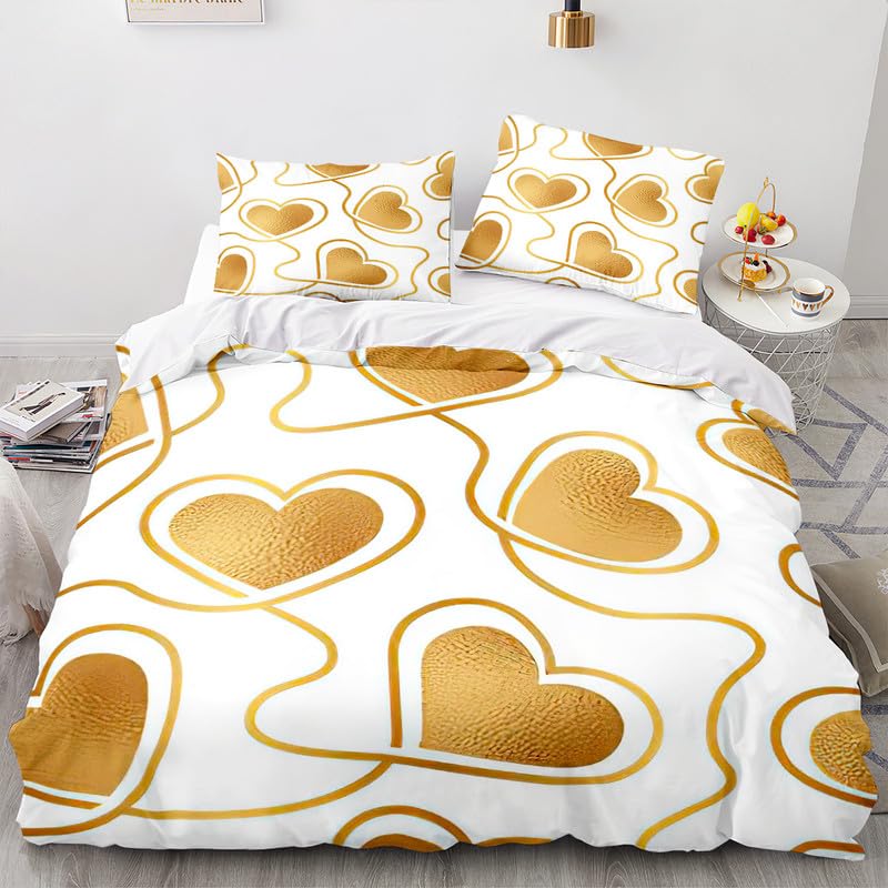 Housse de couette 140x200 imprimée parure de lit microfibre 110g/m² avec 2 taies