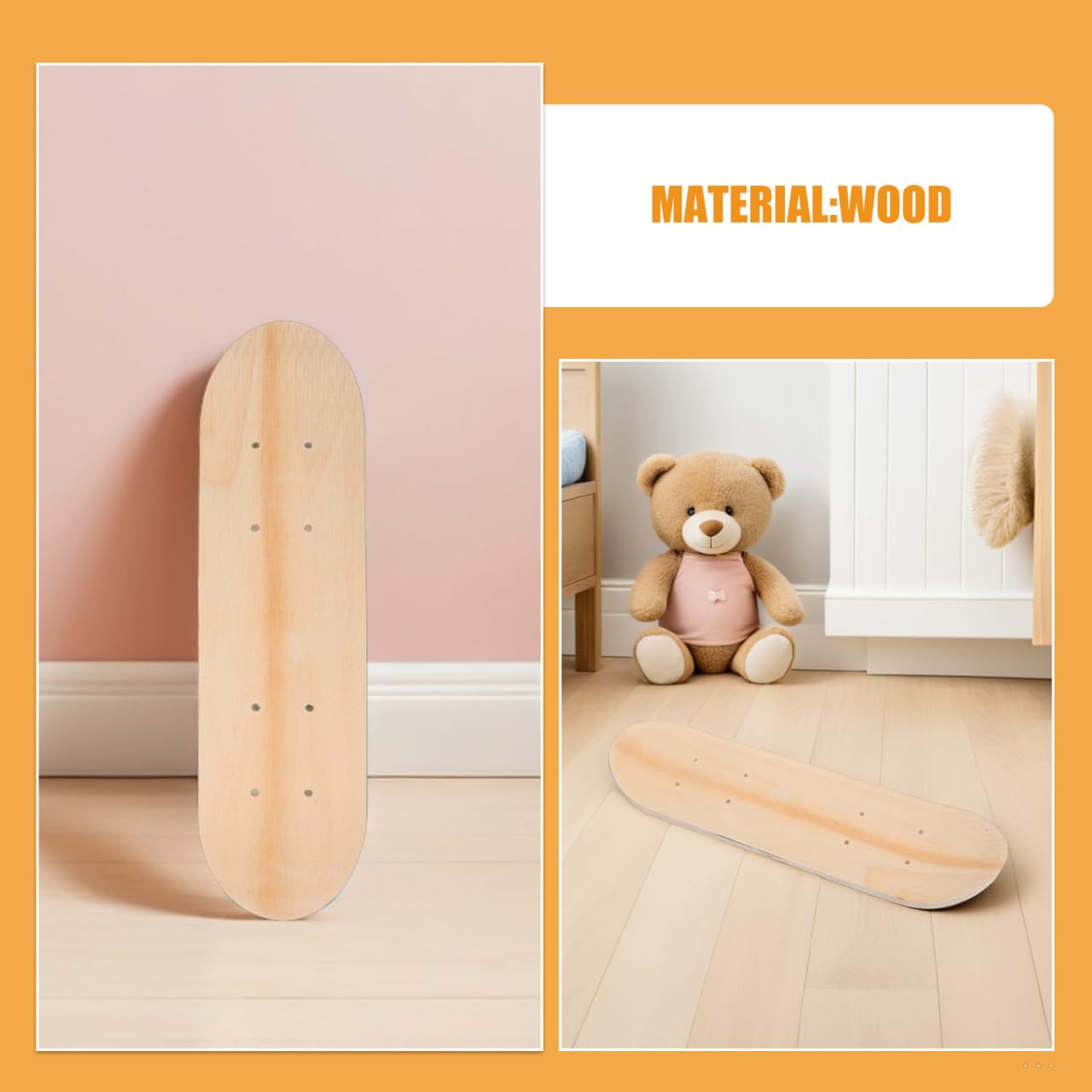 Didiseaon Skateboard Decks zum Selbermachen 3 Stück Packung Doppelte Tail Glatte Oberfläche 43cm Blanke Skateboards für Anfänger und Familienaktivitäten