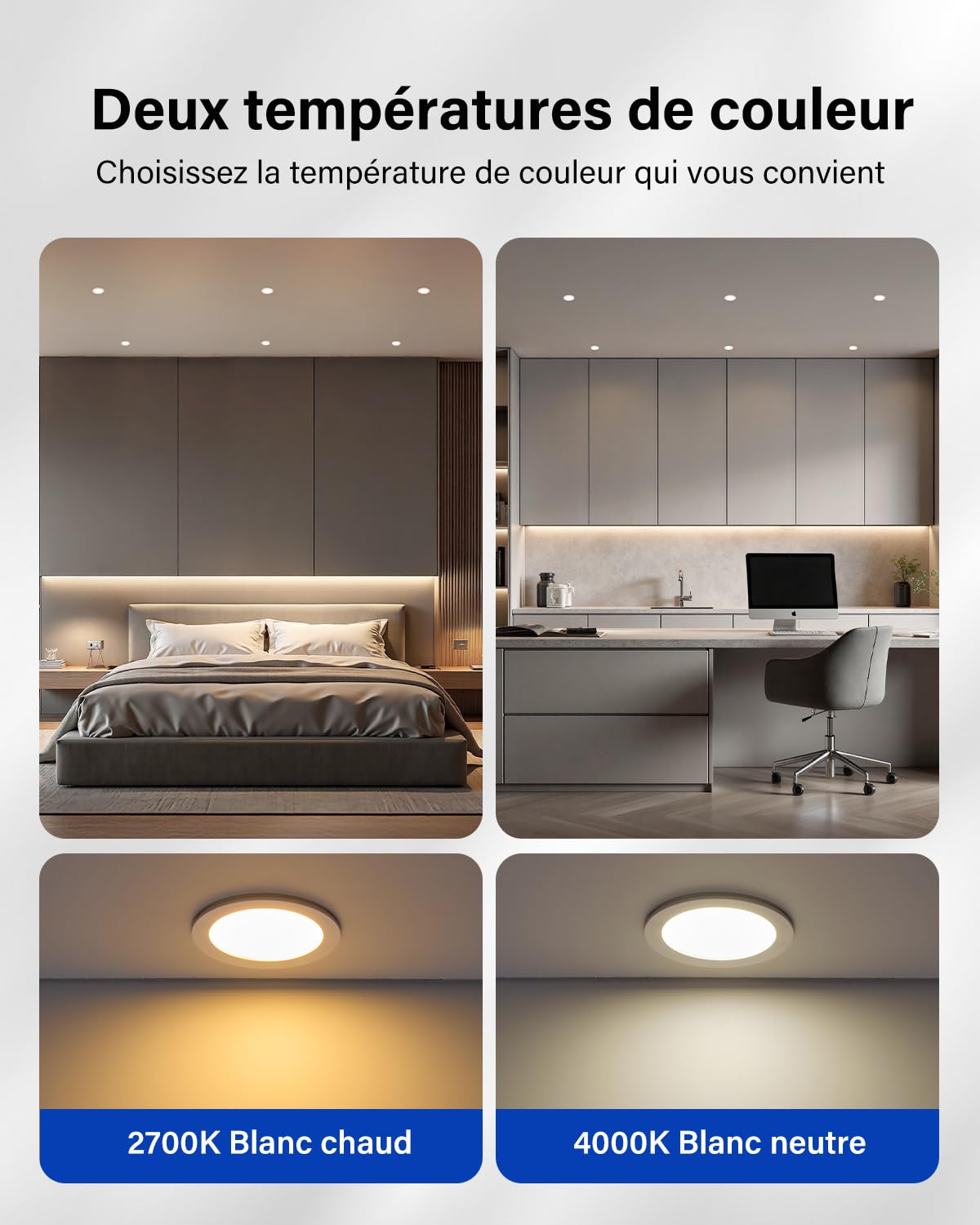 Leselux Spot LED Encastrable Salle de Bain IP65, 10 x 5W Spot de Plafond 4000K Blanc Neutre 400LM, Spots LED Extra Plat 35mm, Éclairage Encastrés pour Cuisine Salon Couloir, Trou Φ68-80mm