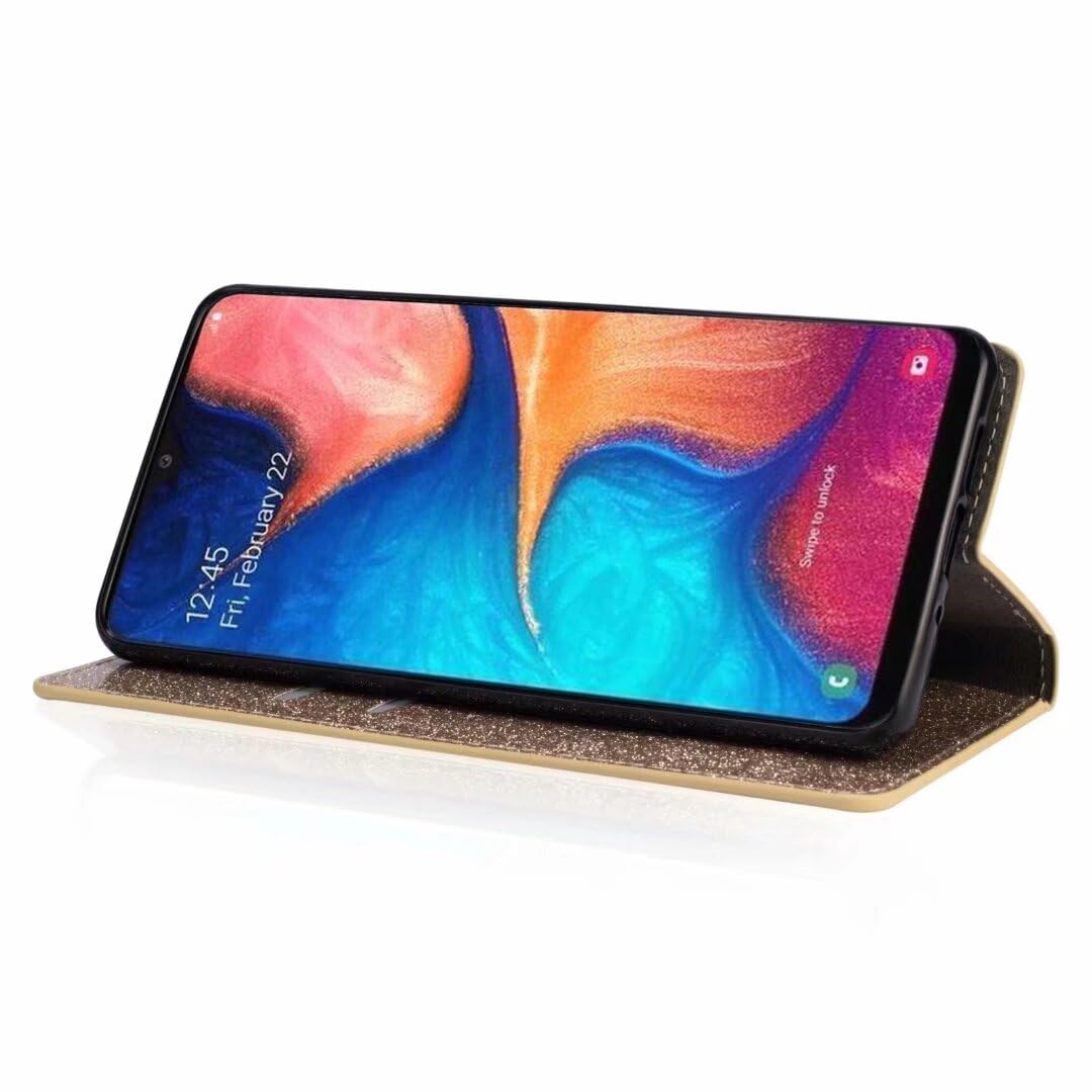 SLLMYYX Custodia a portafoglio compatibile con iPhone 15, custodia a portafoglio in pelle PU con strass glitterati e fibbia per telefono con porta carte di credito (rosa