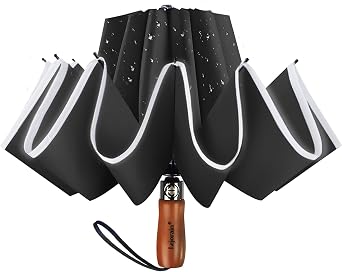 Automatic Umbrella 46 Inch Inverted Golf 10 Rib Windproof Rain Travel