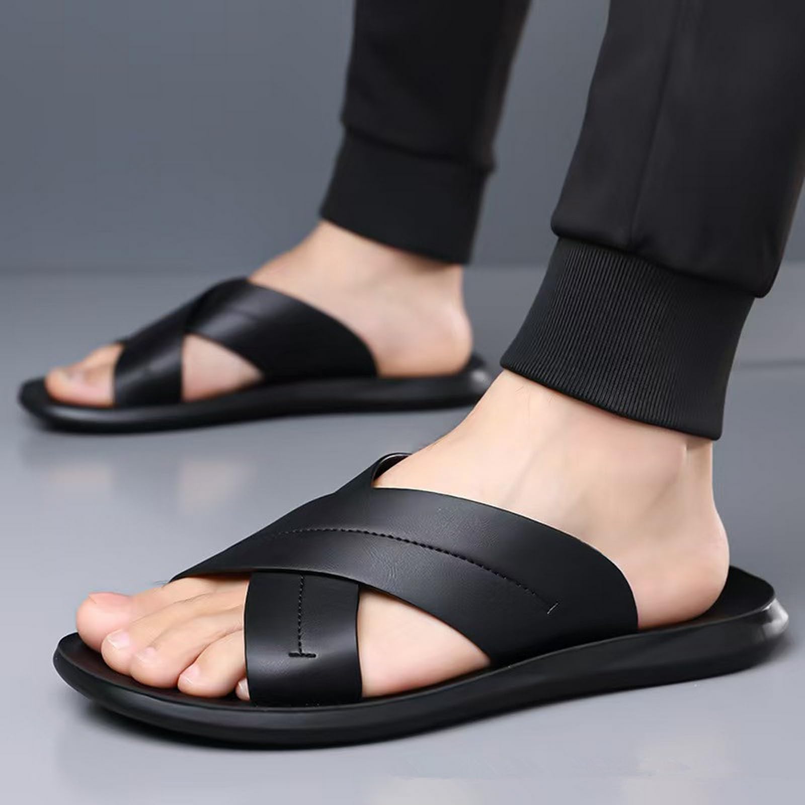 Ciabatte Uomo Donna Estive Sandali Estivi da Esterno, Scarpe Spiaggia Piatte Casual Antiscivolo con Suola Morbida per Uomo-marrone-47