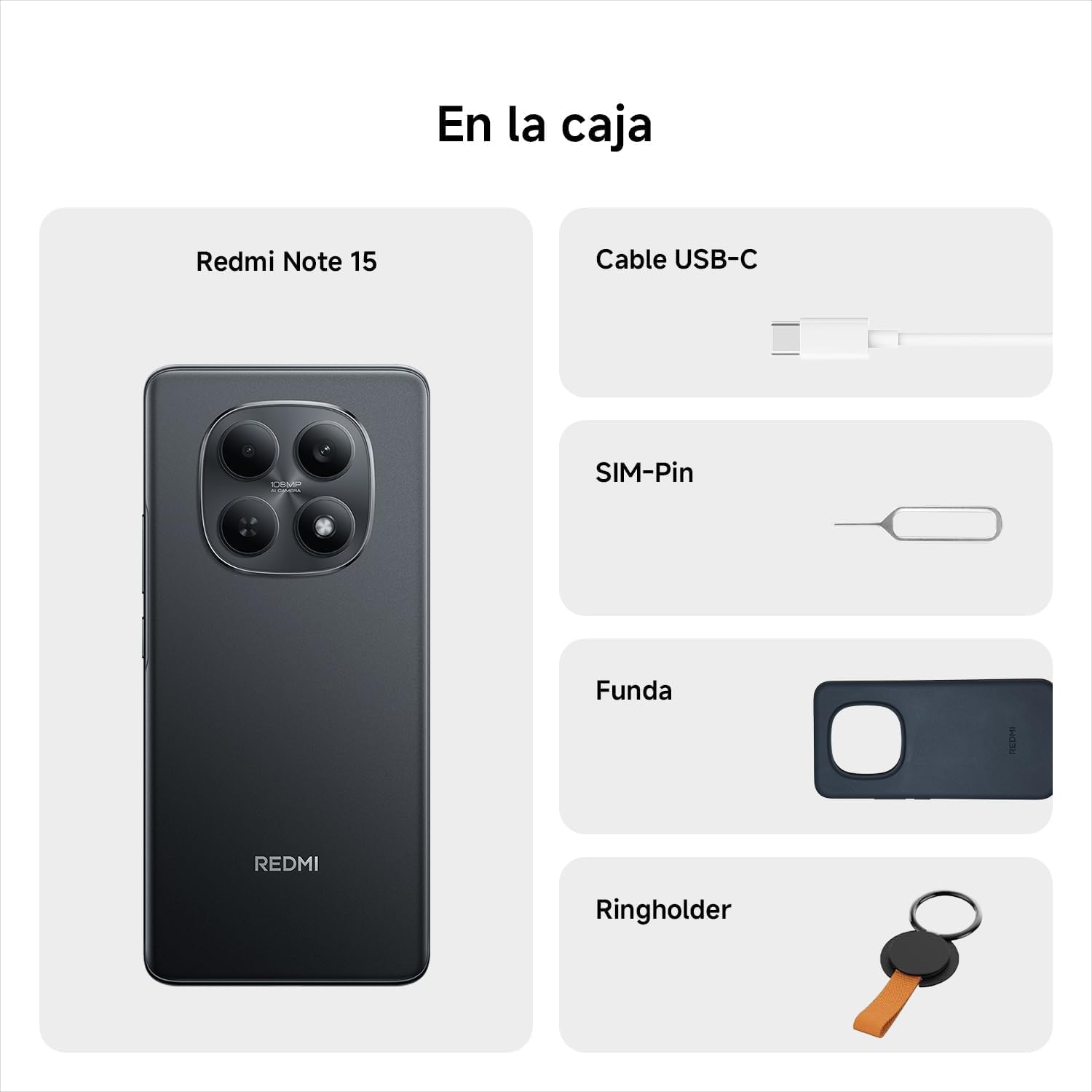 XIAOMI REDMI Note 15 4G- Smartphone de 8+256GB, Pantalla AMOLED FHD+ de 6,77", MediaTek Helio G100-Ultra, cámara de 108MP, batería de 6000 mAh, Azul Glaciar