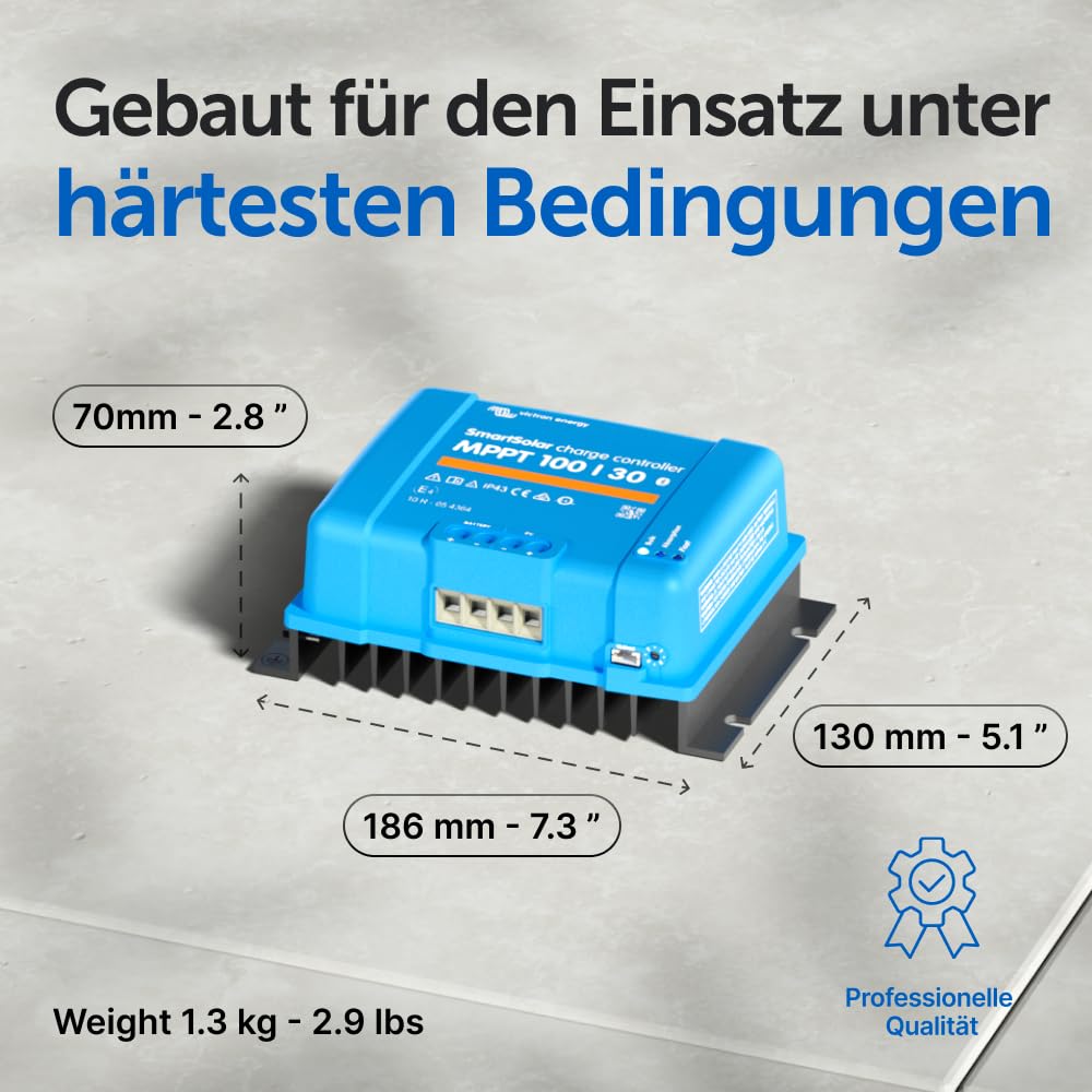 Victron Energy SmartSolar MPPT Laderegler - Solar Laderegler (Bluetooth) - 100V 30 Amp 12/24-Volt