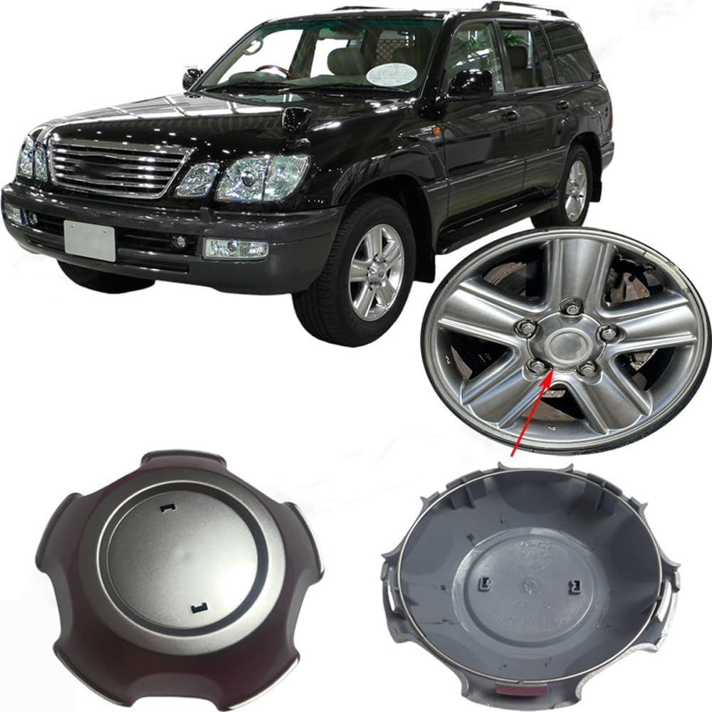 4 Pezzi Coprimozzi per Ruota per Toyota Land Cruiser Cygnus 2006-2007, Auto Coprimozzo Centrale Antipolvere Impermeabile Tappi Mozzo Copriruota ABS Copricerchi