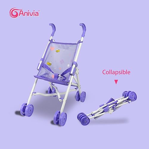 Miniatura 25 de Anivia Mueble de cama para muñecas, juguete de 2 funciones, cama de muñeca y columpios para muñecas de 18 pulgadas, cuna de muñeca con parte