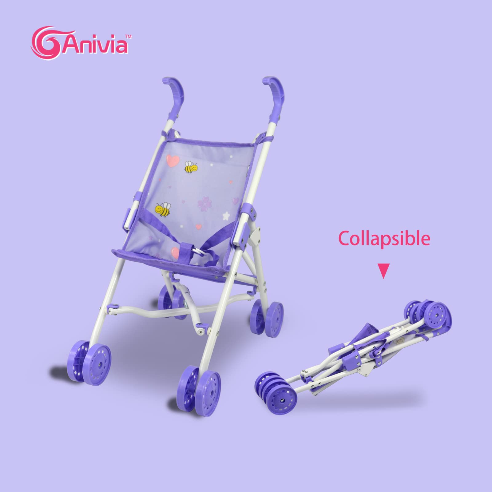 Anivia Seggiolone Baby Doll, Seggiolone Bambole Fino a 16'' (DB002A-EU-PURPLE)