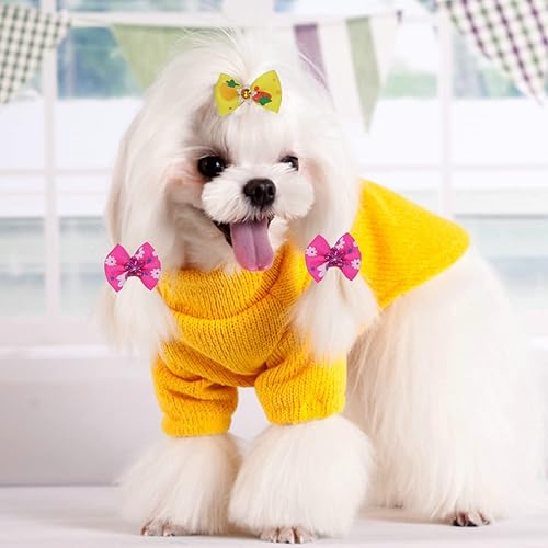 Miniatura 4 de 100 lazos para perro con bandas de goma, lazos para el pelo de perro, cuentas de diamantes de imitación multicolor, lazos para cachorros, estilo