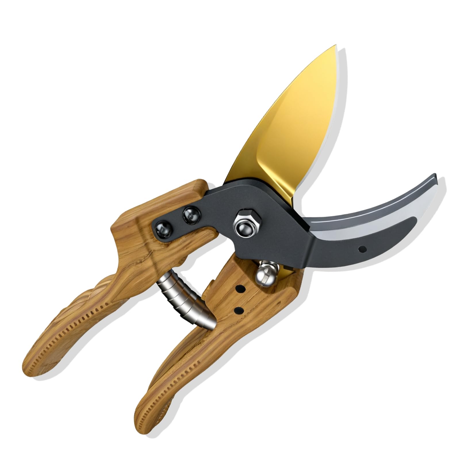Ztolbriy Hand Held Grass Shears, Garden Secateurs, Pruning Shears For Gardening - Ergonomic Design, Ideal For Snipping And Trimming Plants (Wooden Handle)