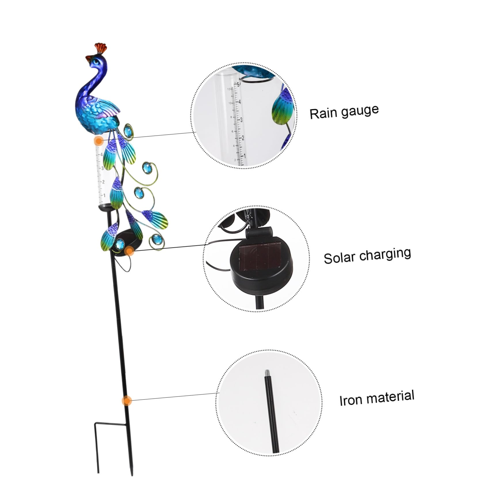 BESTonZON Lumière de Jardin Solaire Paon en Fer, Décorative pour Pelouse