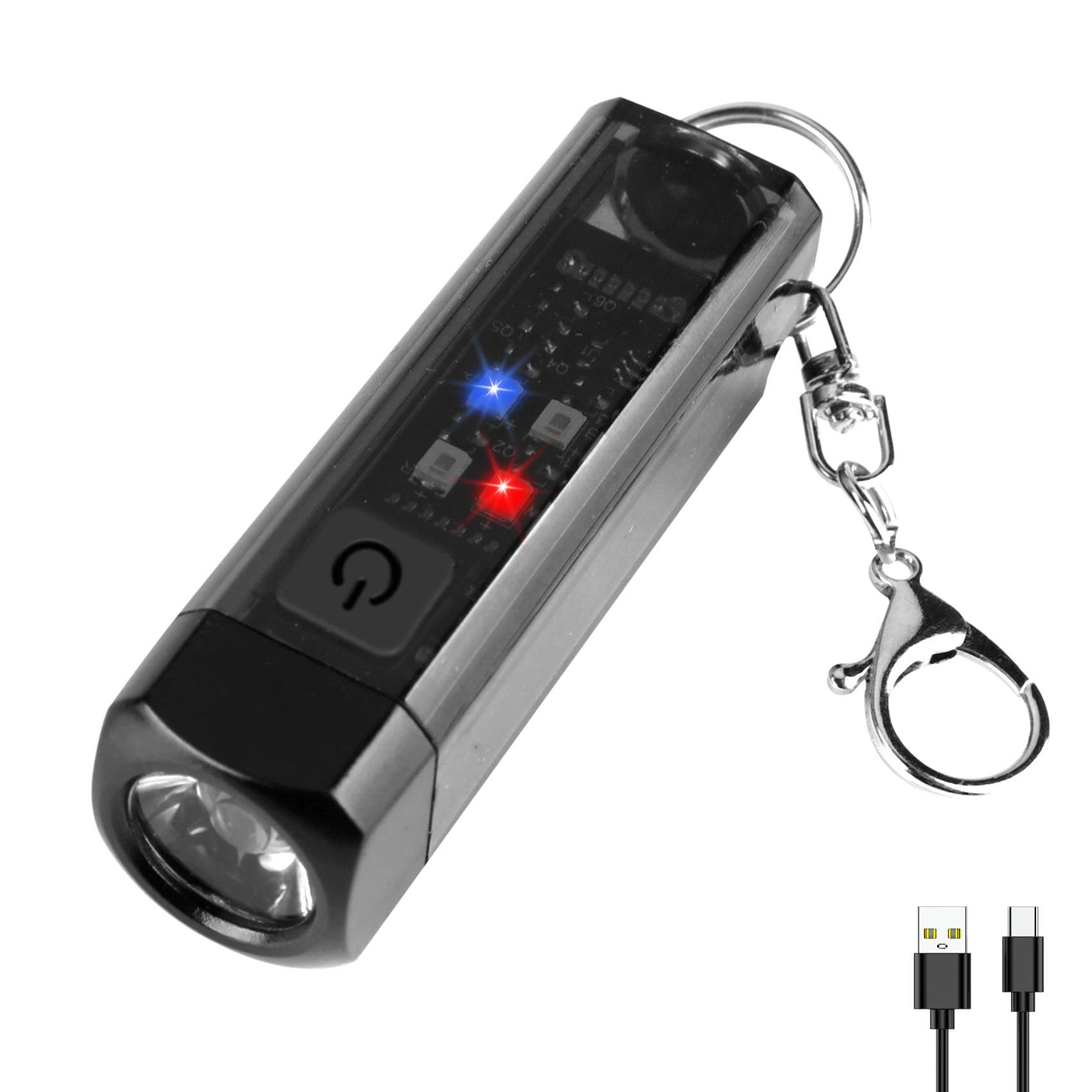 Siuyiu Black Keyring Flashlight, Small Torches Led Super Bright, 80 Lumens Ultra Bright Rechargeable Torch, 7 Modes Edc Waterproof Torch, Suitable For Daily Carrying, Camping, Hiking, Emergency Situations