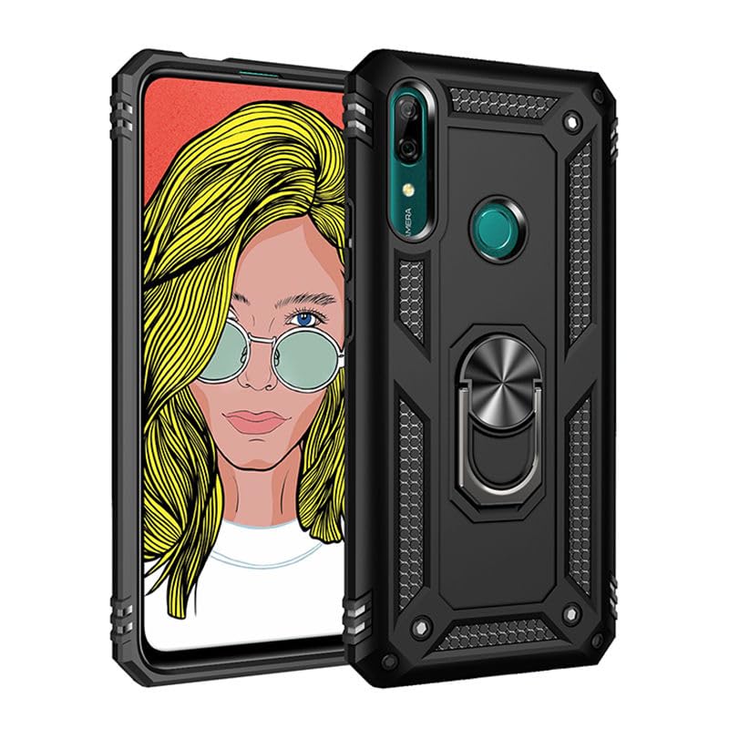 Funda compatible con Huawei Nova 8, armadura de grado militar a prueba de golpes, funda protectora para teléfono con anillo de metal para Huawei Nova 8, color negro