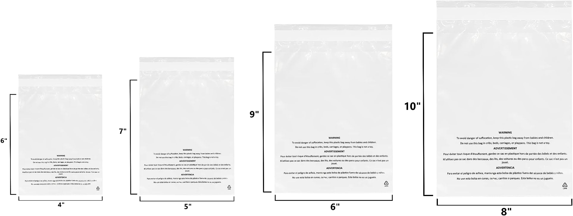 PolyPackers Combo Pack of 400 Self Seal Clear Poly Bags