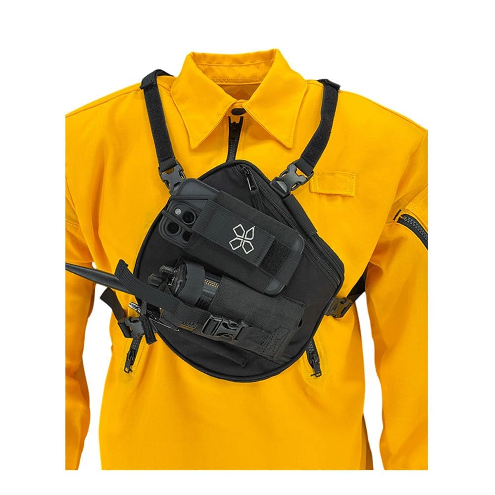 COAXSHER RP-1 Switch Radio Chest Harness for 2 Way Radio & Electronics | Search and Rescue, Ski Patrol, Emergency Response - Black
