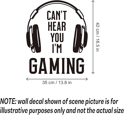 Miniatura 2 de Adhesivo de pared de juego, Can't Hear You I'm Gaming, calcomanías de pared de bricolaje, decoración de silueta de vinilo, decoración de juegos en