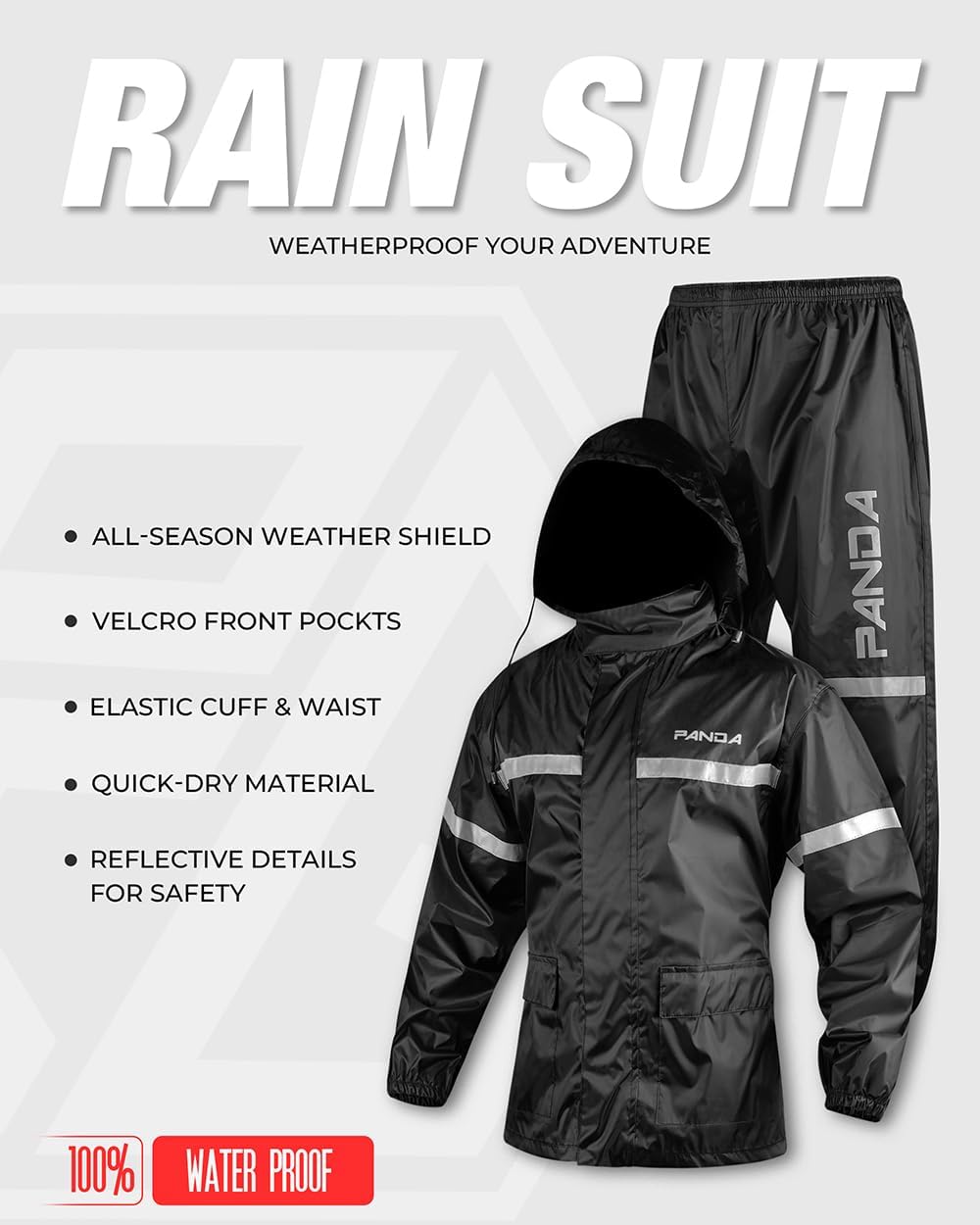 Motorcycle Rain Suits for Men & Women All Weather 2 Pieces Outdoors Waterproof Fishing Hiking Reflective Biker Windproof Suit - Image 6