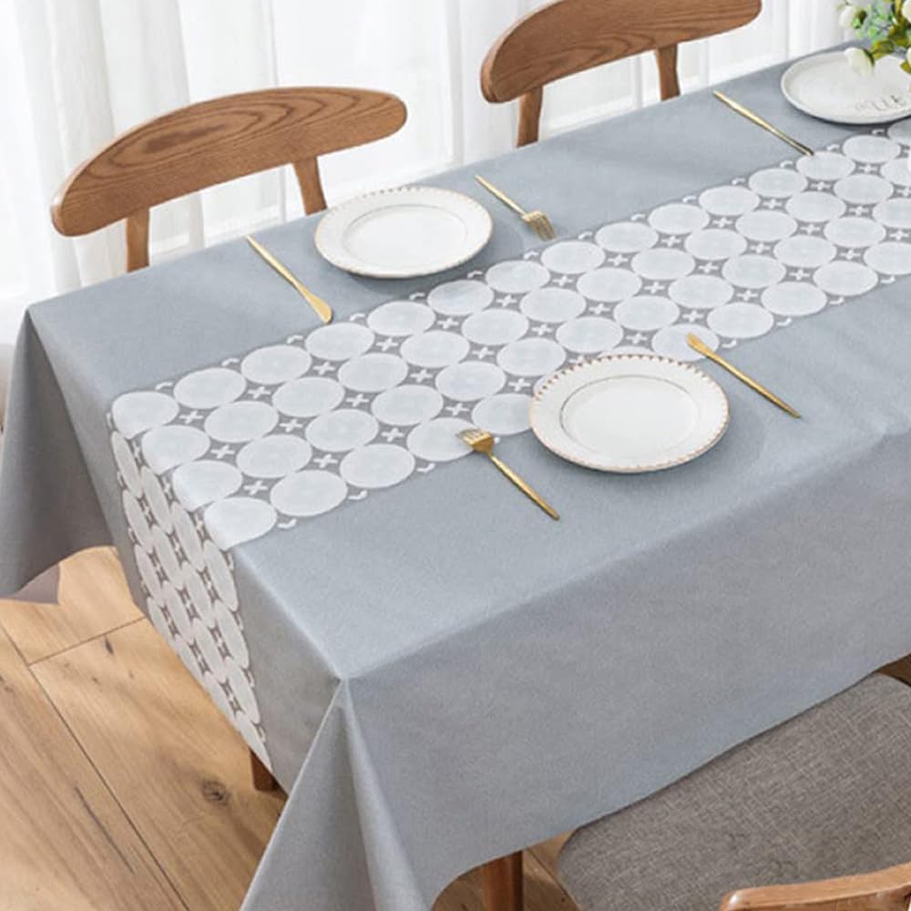 Neskatu テーブルクロス ビニール おしゃれ テーブルカバー 撥水 PVC 長方形 正方形 tablecloth 汚れ防止 防水 防油 北欧 テーブルマット グレー 90×90CM