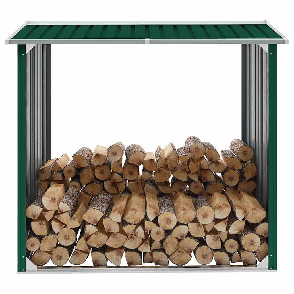 vidaXL Abri de Stockage de Bois Abri de Chauffage de Bois Abri de Jardin Rangement Extérieur Durable Acier Galvanisé 172x91x154 cm Vert