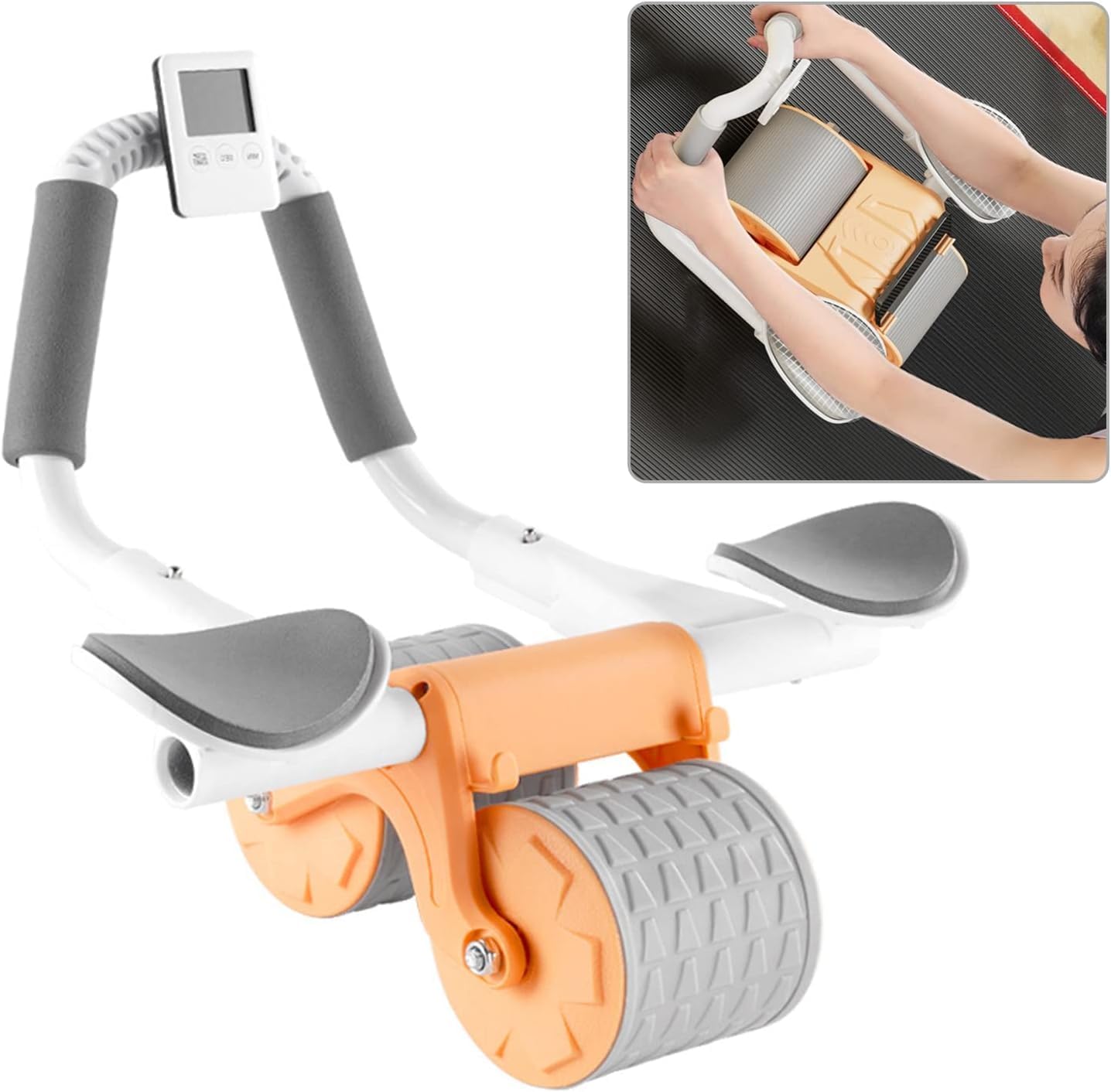 Abs Roller for Men & Women | Automatic Rebound Ab Wheel | With Elbow Support & Timer | For Abdominal Exercises and Core Strength | Home Abs Workout (Color May Vary)-image-3